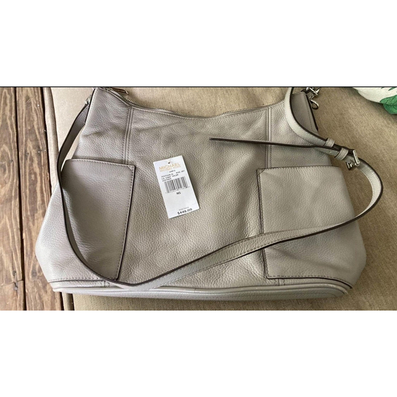 MICHAEL KORS “Anita” pearl grey Leather conv. Shoulder Purse, NWT TAG FELL OFF - Picture 1 of 8
